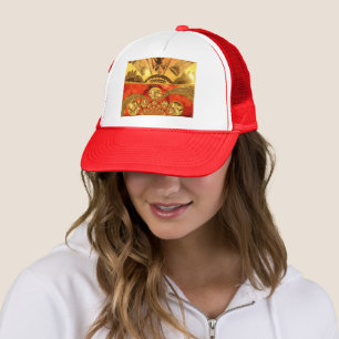 Golden red African traditional art Trucker Hat