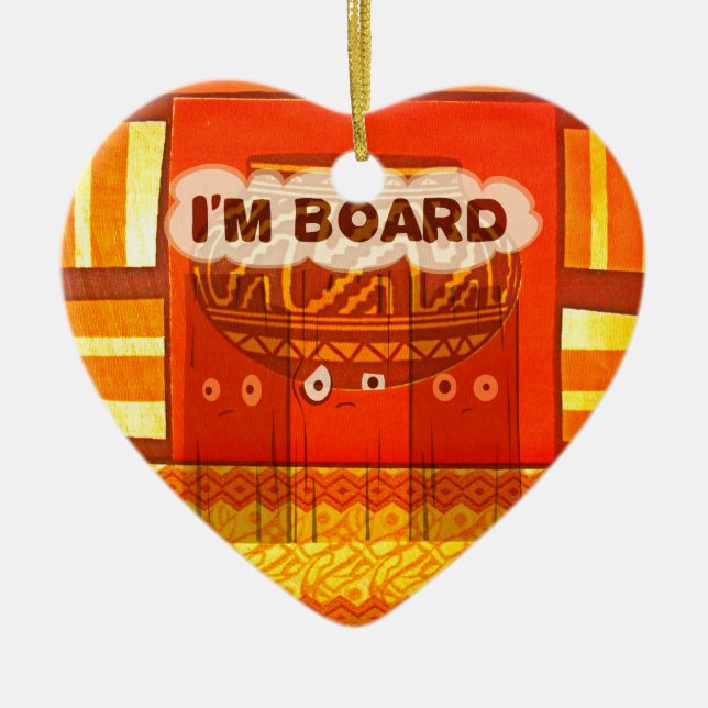 Golden Red African Traditional Colours Funny Am bo Ceramic Ornament (Front)