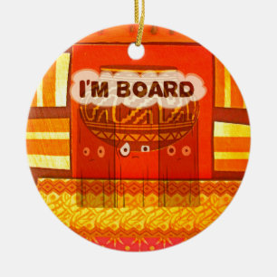 Golden Red African Traditional Colours Funny Am bo Ceramic Ornament