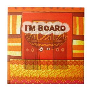 Golden Red African Traditional Colours Print Ceramic Tile