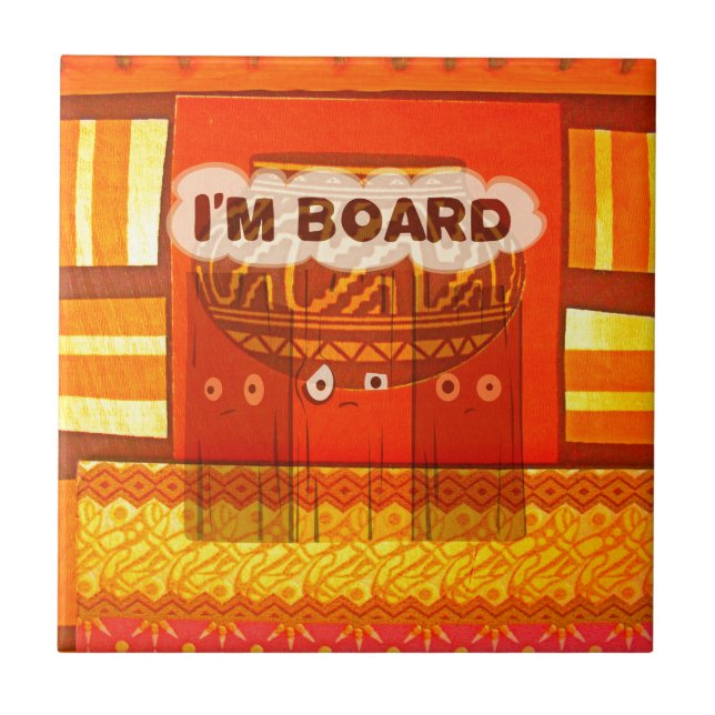 Golden Red African Traditional Colours Print Ceramic Tile (Front)