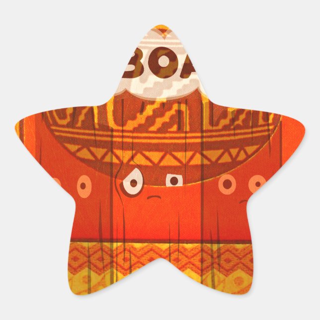 Golden Red African Traditional Colours Print Star Sticker (Front)