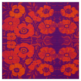 Golden Red and Purple Floral Fabric