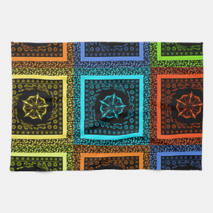 Golden Red blue Green Masai Traditional colours Tea Towel
