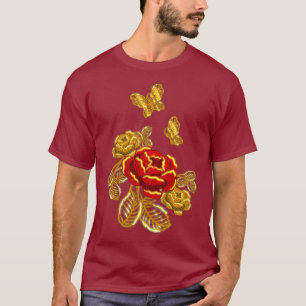 Golden Red Butterfly Flower Plant Florist Gift T-Shirt