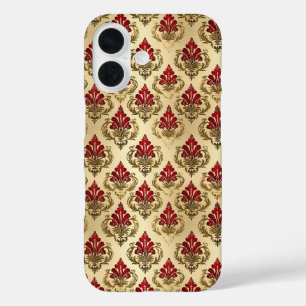 Golden Red Elegant Pattern iPhone 16 Case