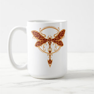 Golden Red Tribal Dragonfly Coffee Mug