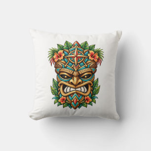 Golden Reef Tiki Guardian Throw Pillow