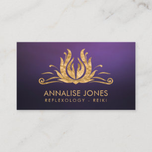 Golden Reiki Healing Hands in Lotus Business Card