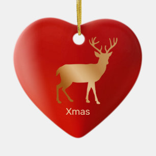 Golden reindeer and calligraphy ceramic ornament