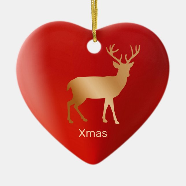 Golden reindeer and calligraphy ceramic ornament (Front)