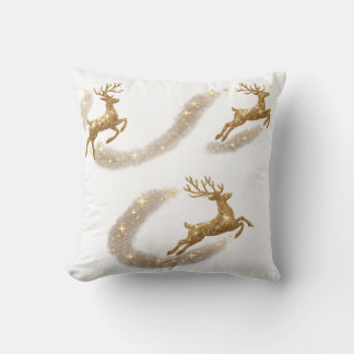 Golden Reindeer Christmas Pillow