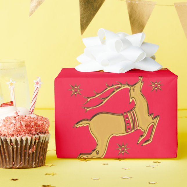 Golden Reindeer Christmas Wrapping Paper (Creator Uploaded)