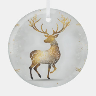 Golden Reindeer Glass Tree Decoration