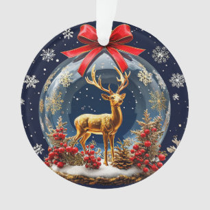 Golden Reindeer Inside Christmas Ornament Globe