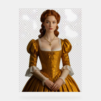 "Golden Renaissance Lady - Elegant Art and Realis Acrylic Sign