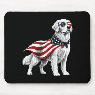 Golden Retriever 4th Of July Aamerican Flag Dog Mouse Pad