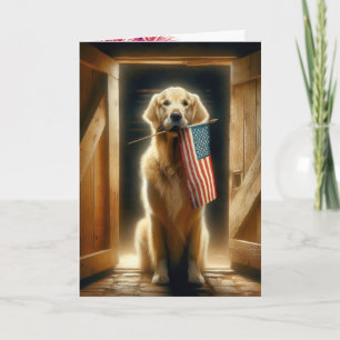 Golden Retriever 4th of July Birthday Card