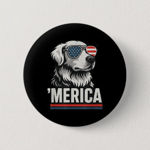 Golden Retriever 4th Of July Merica 6 Cm Round Badge
