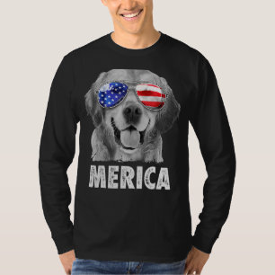 Golden Retriever 4th Of July Merica American Flag T-Shirt