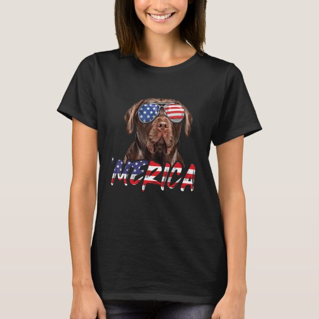 Golden Retriever 4th of July Merica American Flag  T-Shirt (Front)