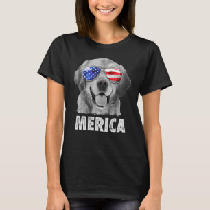 Golden Retriever 4th Of July Merica American Flag T-Shirt