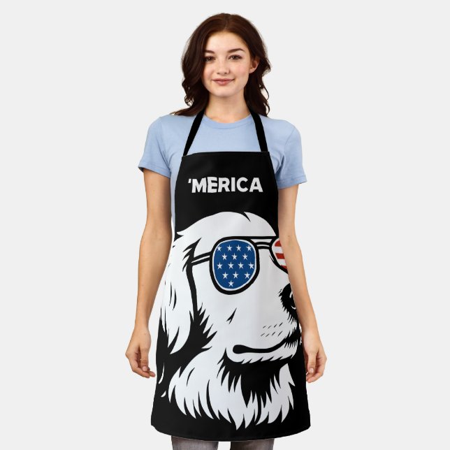 Golden Retriever 4th Of July Merica Apron (Worn)