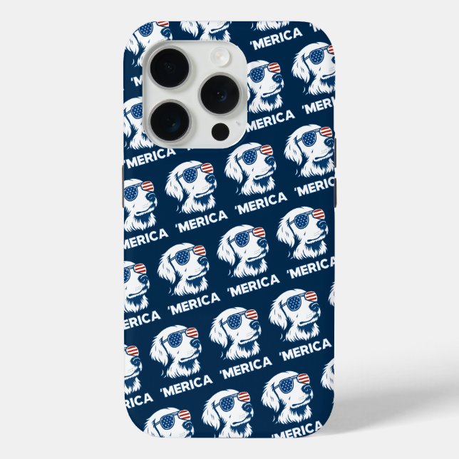 Golden Retriever 4th Of July Merica Case-Mate iPhone Case (Back)