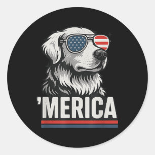 Golden Retriever 4th Of July Merica Classic Round Sticker