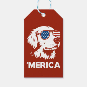 Golden Retriever 4th Of July Merica Gift Tags