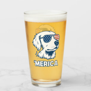 Golden Retriever 4th Of July Merica Glass