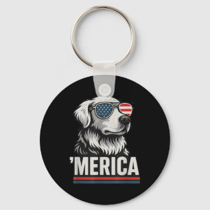 Golden Retriever 4th Of July Merica Key Ring