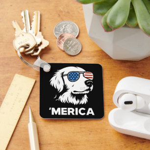 Golden Retriever 4th Of July Merica Key Ring