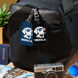 Golden Retriever 4th Of July Merica Luggage Tag
