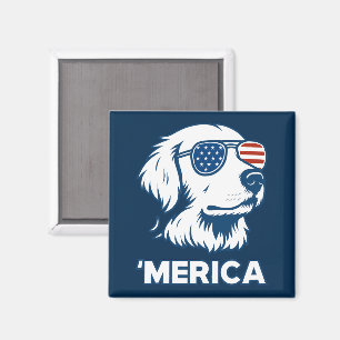 Golden Retriever 4th Of July Merica Magnet