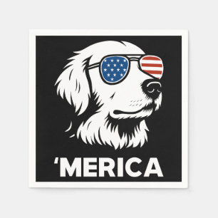 Golden Retriever 4th Of July Merica Napkin