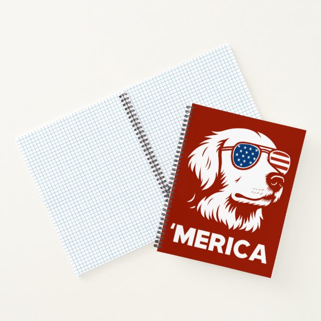 Golden Retriever 4th Of July Merica Notebook (Inside)