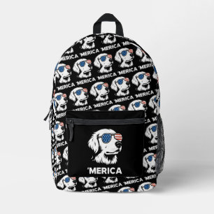 Golden Retriever 4th Of July Merica Printed Backpack