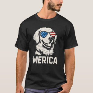 Golden Retriever 4th Of July Merica Sunglasses T-Shirt
