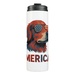 Golden Retriever 4th Of July Merica T-Shirt Thermal Tumbler