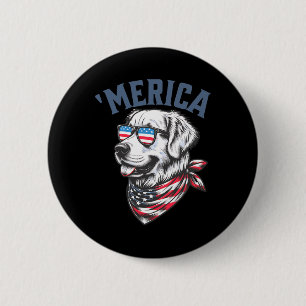 Golden Retriever 4th Of July Merica Usa Sungles 6 Cm Round Badge