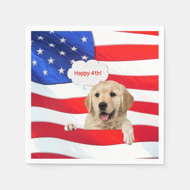 Golden Retriever 4th of July party Napkin (Front)