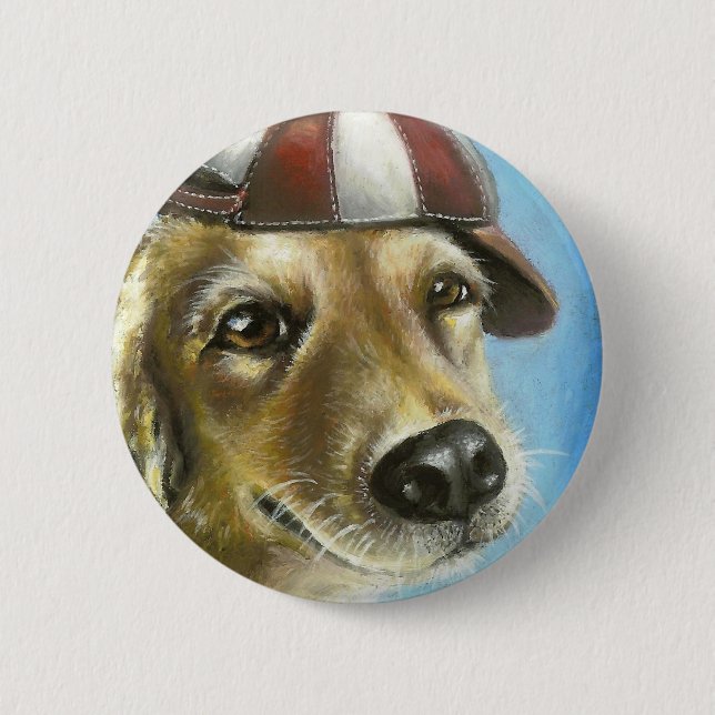 Golden retriever 6 cm round badge (Front)