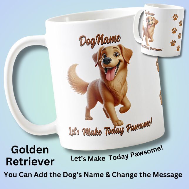 Golden Retriever,  Add Dog's Name, Change Text Coffee Mug (Creator Uploaded)