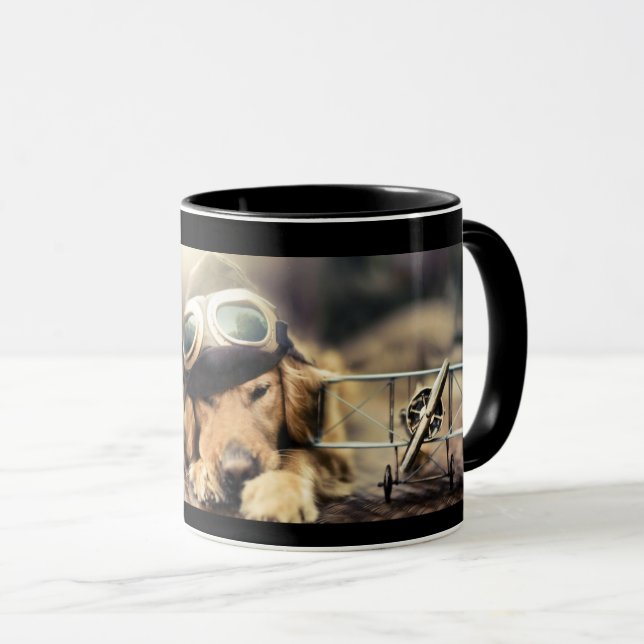 Golden Retriever Aeroplane Pilot Mug (Front Right)