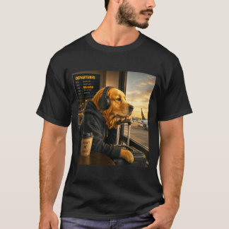 Golden Retriever Airport Travel Coffee Funny Dog T-Shirt