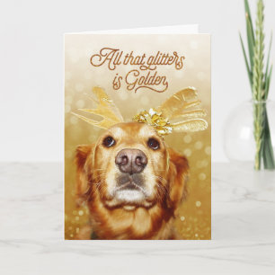 Golden Retriever All that Glitters Is Golden Holiday Card
