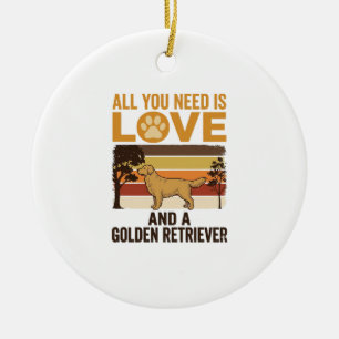 Golden Retriever All You Need Is Love Vintage Desi Ceramic Ornament