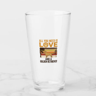 Golden Retriever All You Need Is Love Vintage Desi Glass