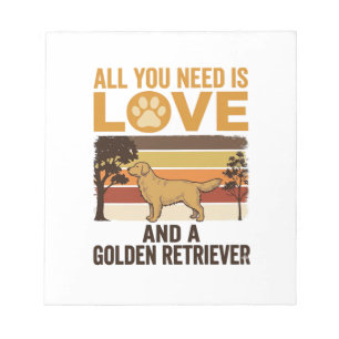 Golden Retriever All You Need Is Love Vintage Desi Notepad